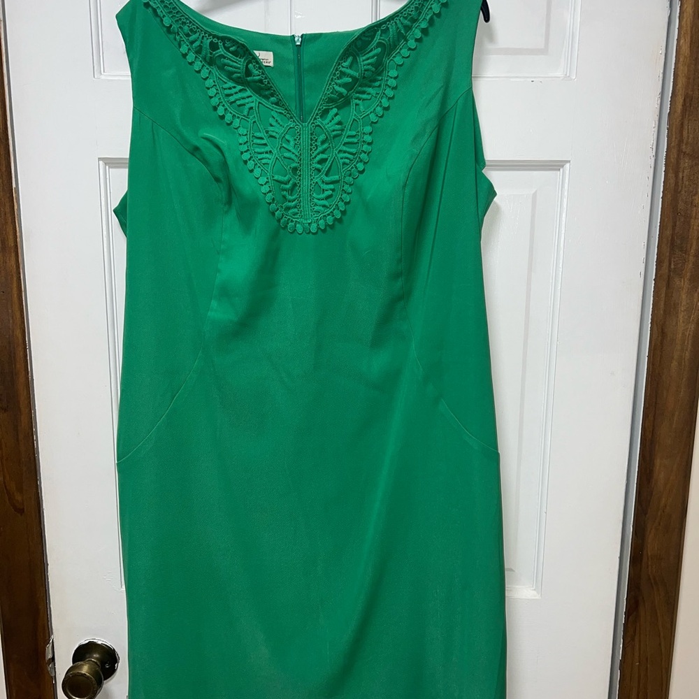Kim Rogers’s 18W Women's Green Sleeveless Dress with Lace Yoke